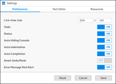 Preference settings