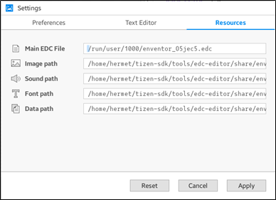 Resources settings