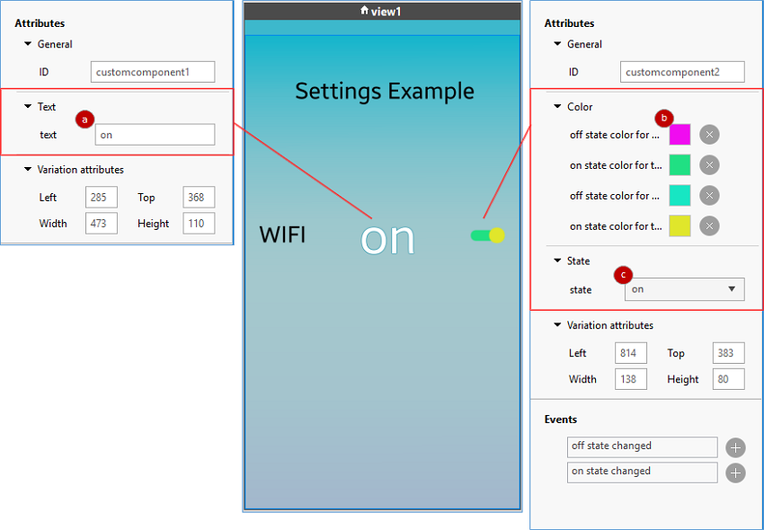 Modify component properties