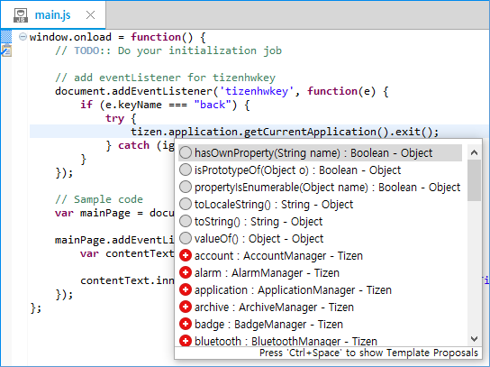 Content assist in the JavaScript editor