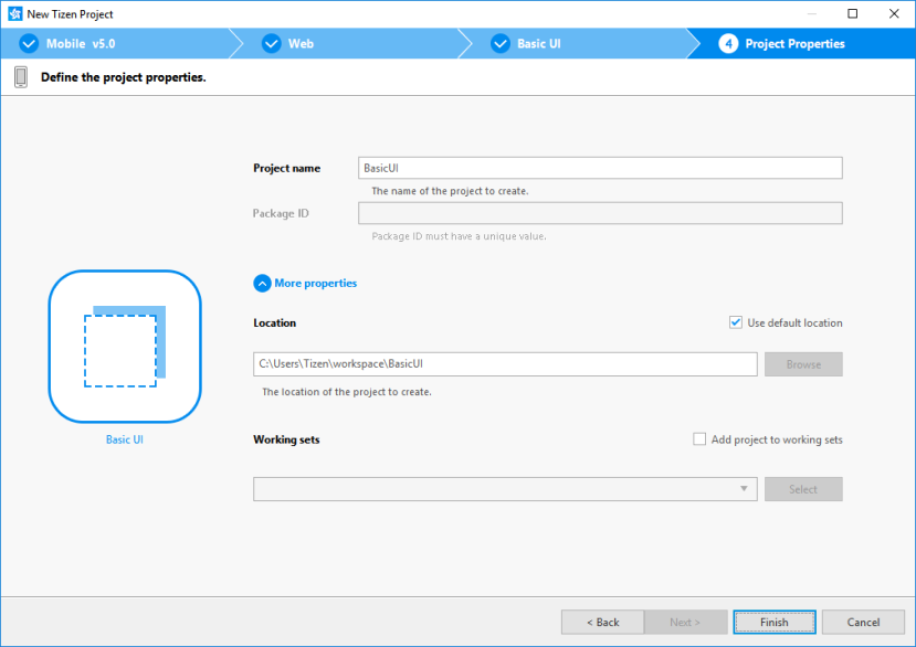 Setting project properties