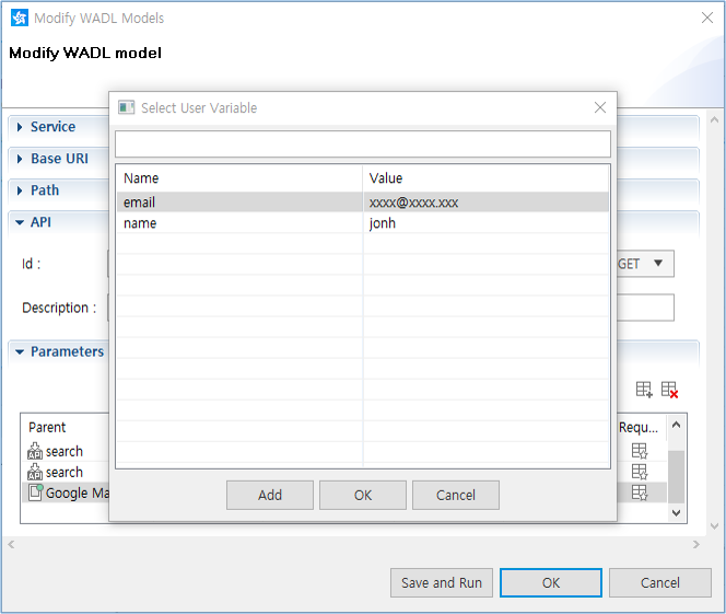 Selecting a user variable