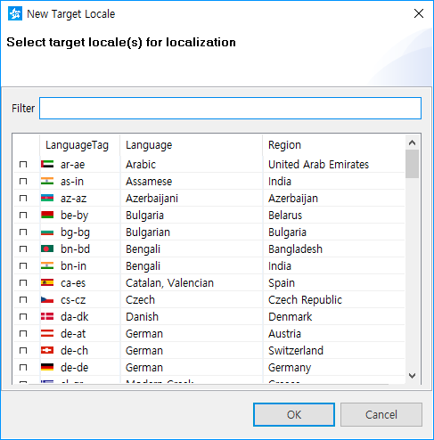 Selecting locales