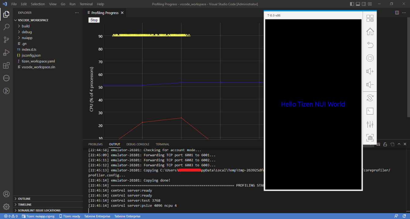 Tizen application running