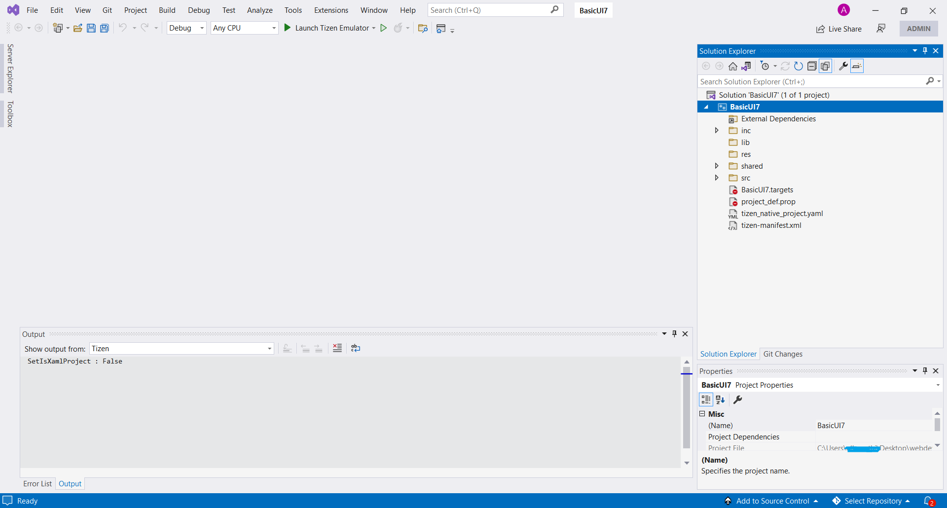 Visual Studio screen