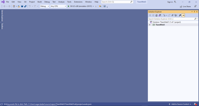 Visual Studio screen