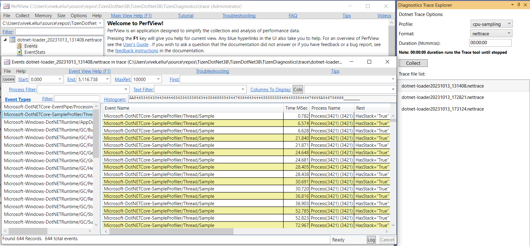 trace PerfView analysis view