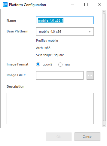 Platform Configuration dialog