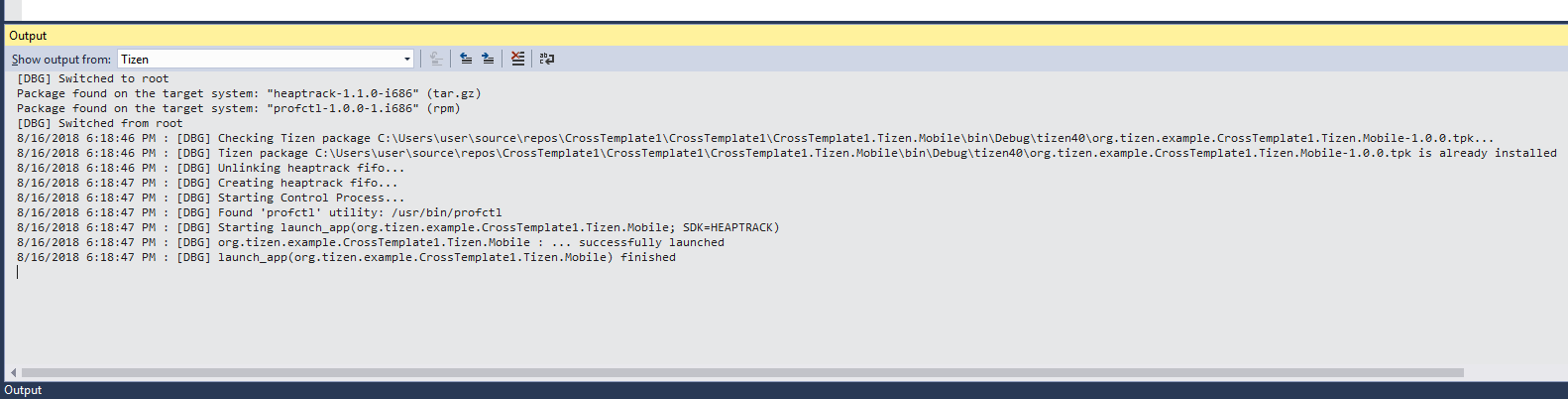 Memory Profiler Output Window