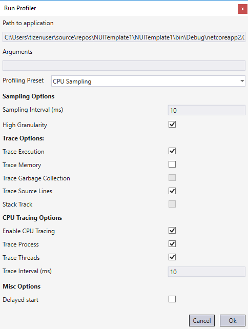 Run Profiler Setting