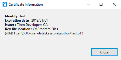 Certificate information