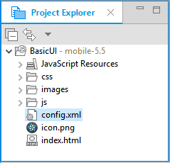 Application in the Project Explorer