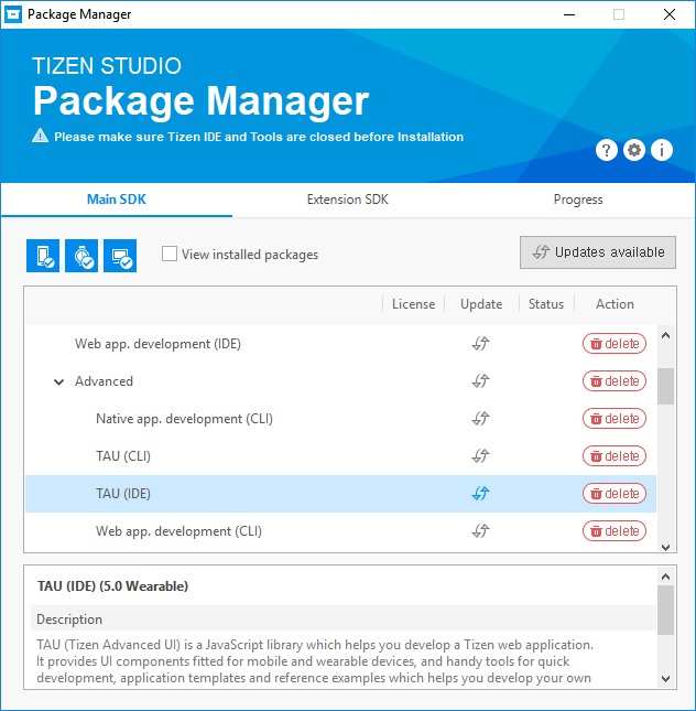 TAU package installation