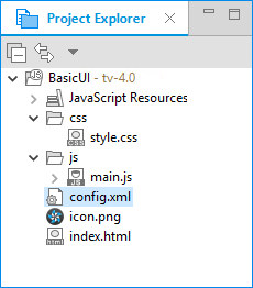 Application in the Project Explorer