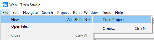 Creating a new Tizen Web project