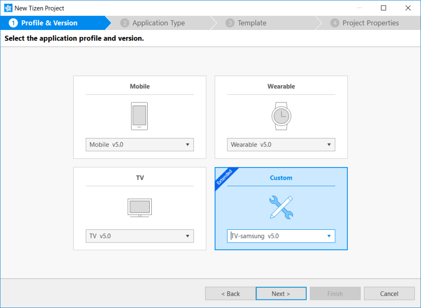 Selecting the profile and version