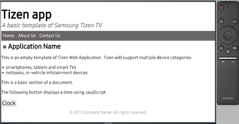 Application running in the emulator