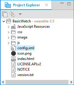 Application in the Project Explorer