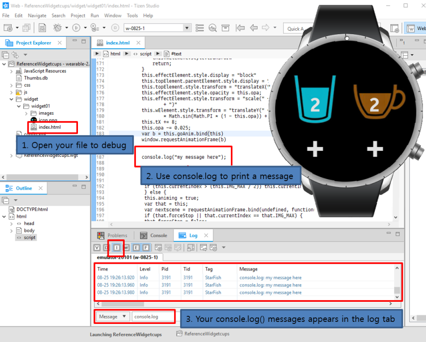 Debugging using console.log()