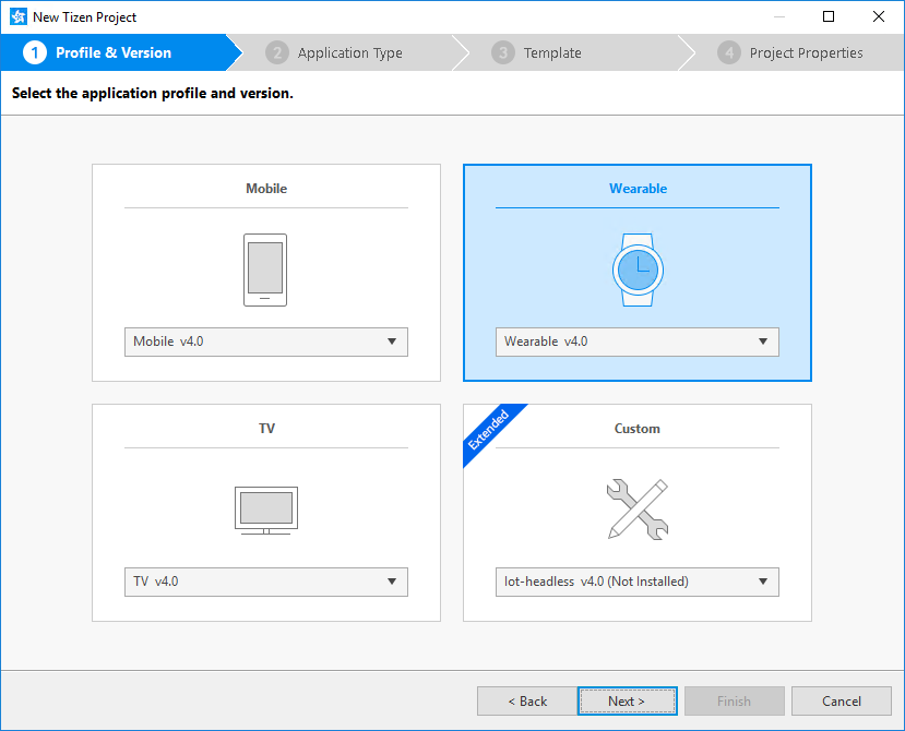 Selecting the profile and version