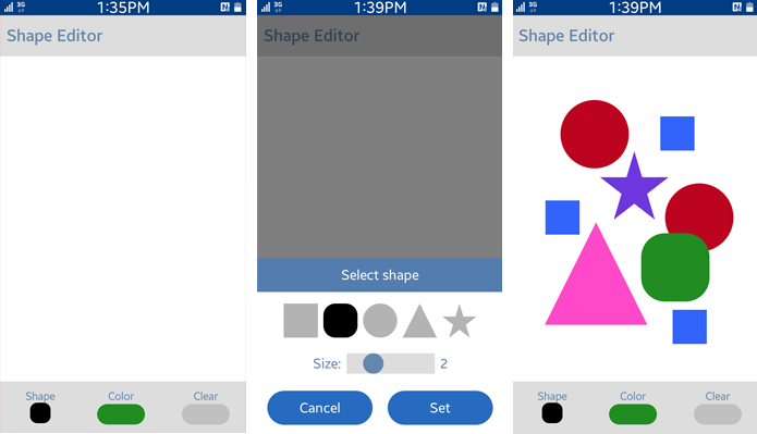 Shape Editor screens