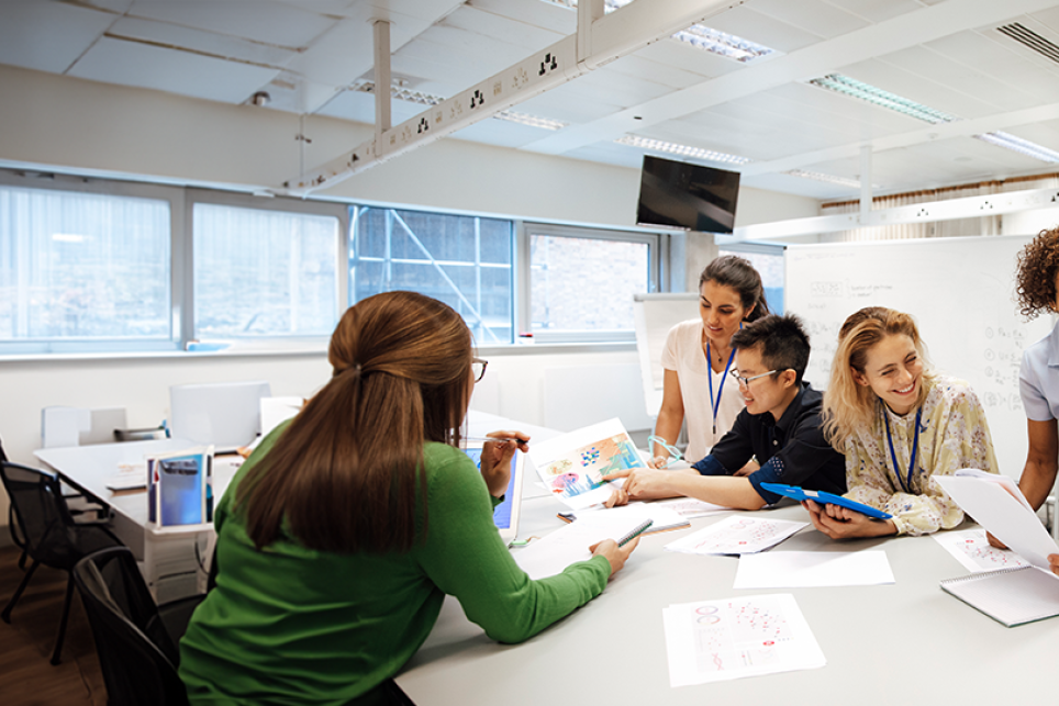 women working in an office building