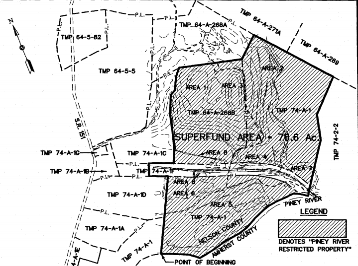 the Superfund cleanup plan at the American Cyanamid Company facility identifies the most-contaminated areas on either side of the trail