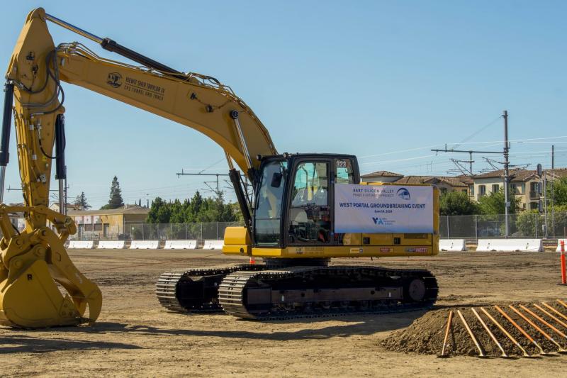 excavator at Groundbreaking event