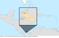 Map of the change to the United States in the Caribbean Sea on August 21, 1918