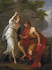 Calypso calling heaven and earth to witness her sincere affection to Ulysses by Angelica Kauffman (18th-century)