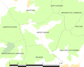 Mapa obce Aspret-Sarrat