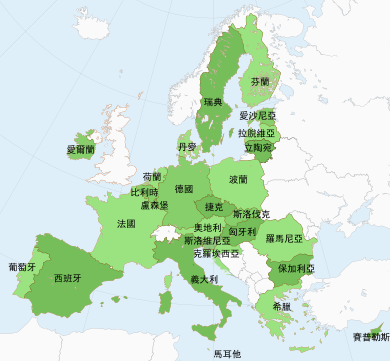 Map showing the member states of the European Union (clickable)