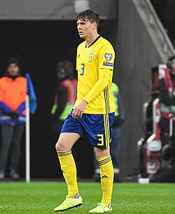 Lindelöf a svéd válogatott színeiben 2019-ben