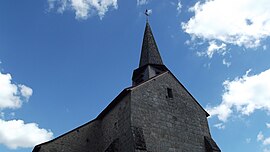 The bell tower of the church in Anzême