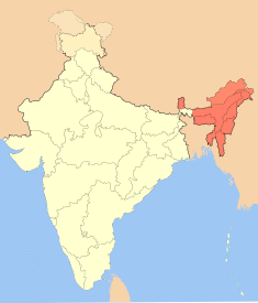 Location of Northeast India