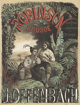 theatre poster depicting man in improvised clothes talking with a man played by a woman