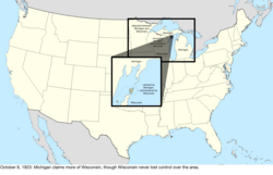 Map of the change to the United States in central North America on October 8, 1923