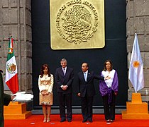 President Néstor Kirchner and President Felipe Calderón in Mexico City; July 2007.