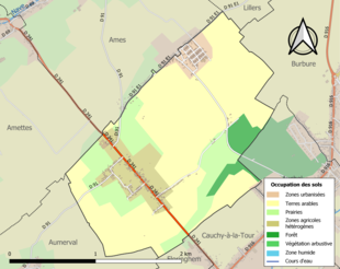 Carte en couleurs présentant l'occupation des sols.