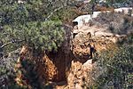 Coastal erosion at Torrey Pines State Natural Reserve, California, resulted in the necessary relocation of a scenic overlook.