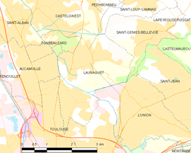 Mapa obce Launaguet