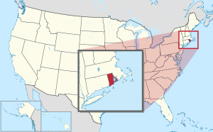 Map of the United States with Rhode Island highlighted