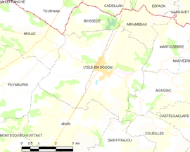 Mapa obce L’ Isle-en-Dodon