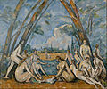 Image 15 The Bathers Painting credit: Paul Cézanne The Bathers is an oil-on-canvas painting by the French artist Paul Cézanne, first exhibited in 1906. The painting is the largest of a series of paintings of bathers by the artist, and is considered a masterpiece of modern art. He worked on the painting for seven years, and it remained unfinished at the time of his death. Often considered Cézanne's finest work, it is in the collection of the Philadelphia Museum of Art. More selected pictures