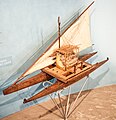 Image 97Model of a Fijian drua, an example of an Austronesian vessel with a double-canoe (catamaran) hull and a crab claw sail (from Pacific Ocean)