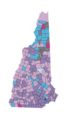 Image 7Largest reported ancestry groups in New Hampshire by town as of 2013. Dark purple indicates Irish, light purple English, pink French, turquoise French Canadian, dark blue Italian, and light blue German. Gray indicates townships with no reported data. (from New Hampshire)