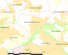 Mapa obce Saint-Geniès-Bellevue