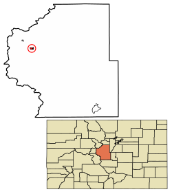 Location of the Town of Fairplay in Park County, Colorado.