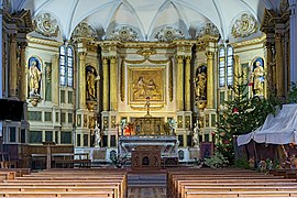 Chiesa di Santa Maria Maddalena di Pibrac, altar maggiore: 6 statue, bassorilievo in legno dorato