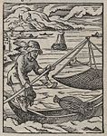 Illustration från 1568 av fiskare med en sorts håv.